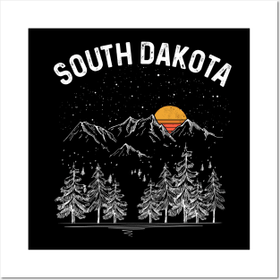 Vintage Retro South Dakota State Posters and Art